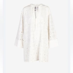 Baum and Pferdgarten Abi Long sleeve organic cotton Eyelet mini dress